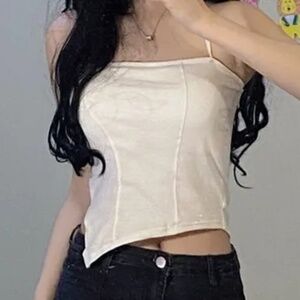 Asymmetrical Cropped Tank Top White